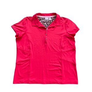 Zenergy Golf Chicos Womens XL Coral Golf Pro Polo Short Sleeve Collared Button